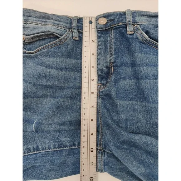 nicole miller Soho High Rise Skinny Crop Blue Distressed Jeans Women's Sz‎ 8 - Picture 10 of 12